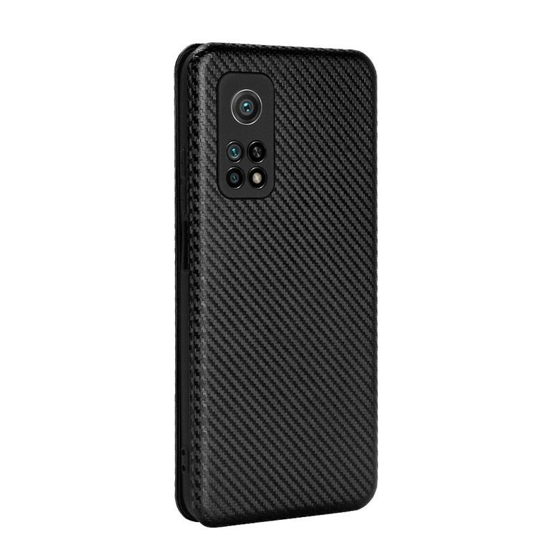 Fliptok Xiaomi Mi 10T / 10T Pro Bőrtok Szénszálas Támasztógyűrűvel