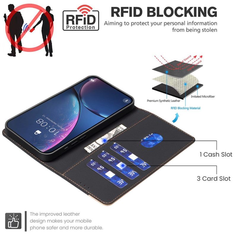 Bőrtok iPhone 16 Plus Kétszínű Rfid Blokkoló Technológia Binfen Color