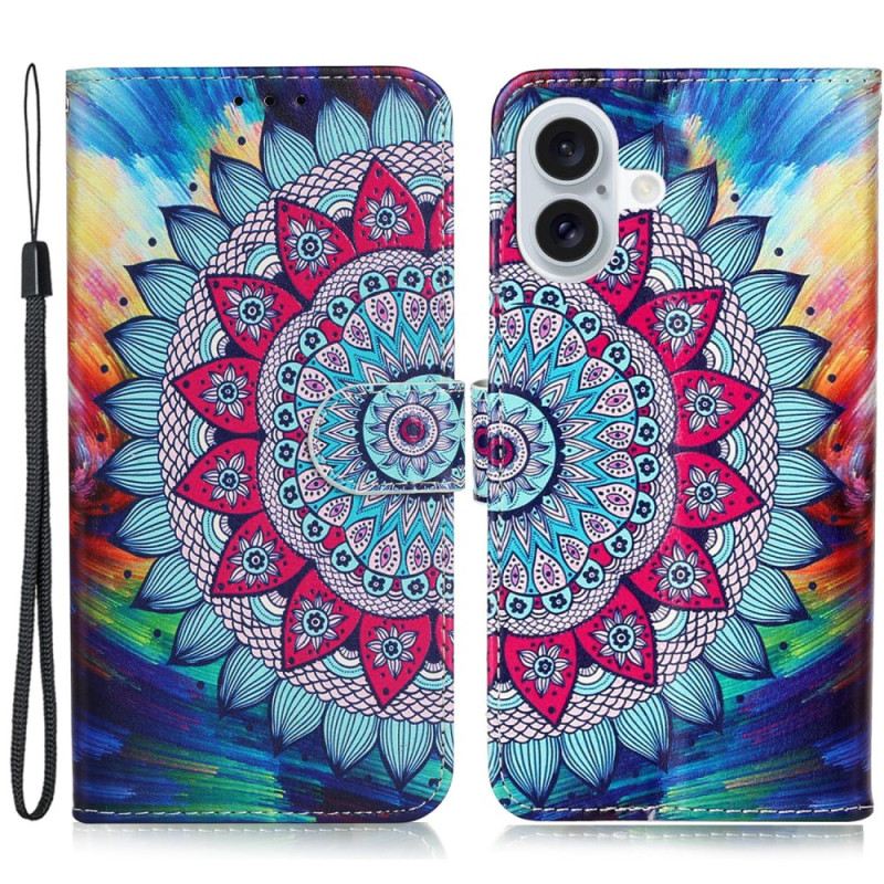 Bőrtok iPhone 16 Plus Mandala Szíj Minta