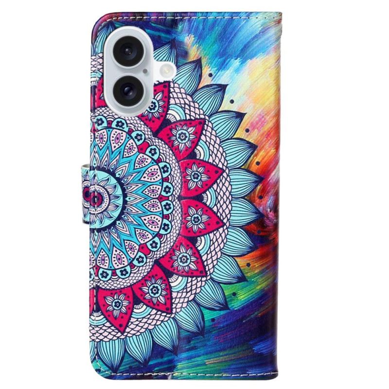 Bőrtok iPhone 16 Plus Mandala Szíj Minta