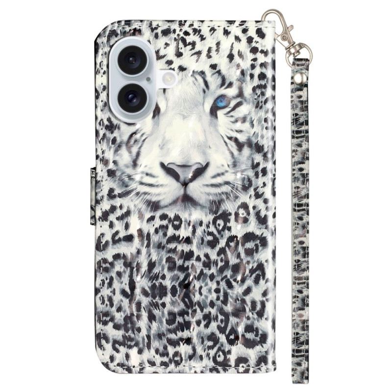 Fliptok iPhone 16 Plus Leopárdfej Pánttal