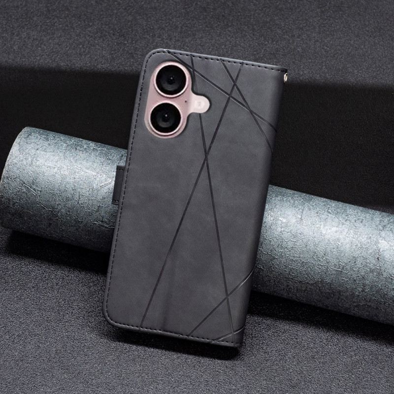 Kinyitható Bőrtok iPhone 16 Plus Binfen Szín Geometriai Minta