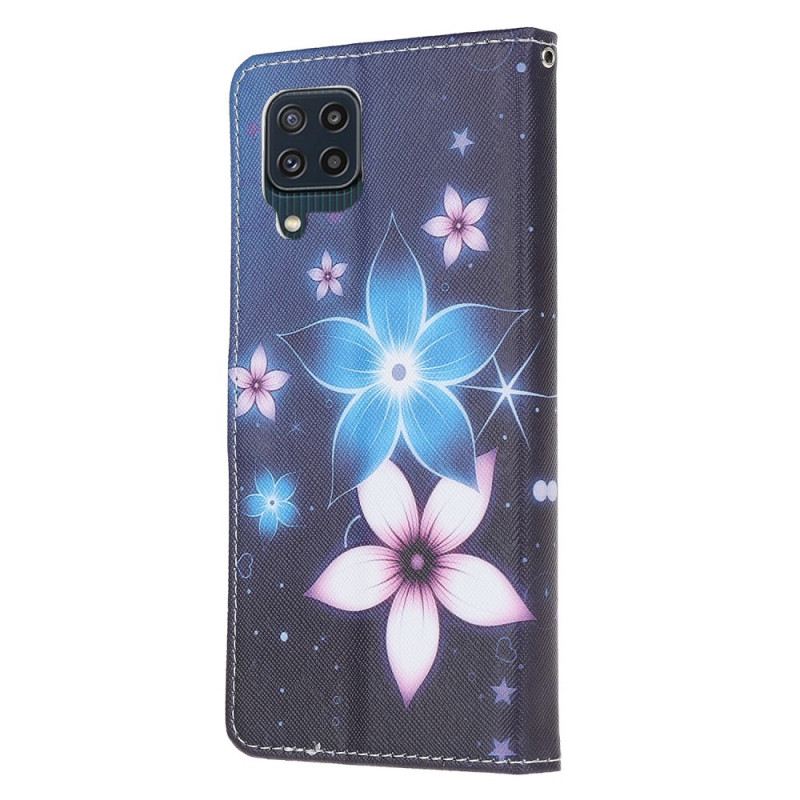 Fliptok / Bőrtok Samsung Galaxy M32 szíjjal Holdszíj Virágok