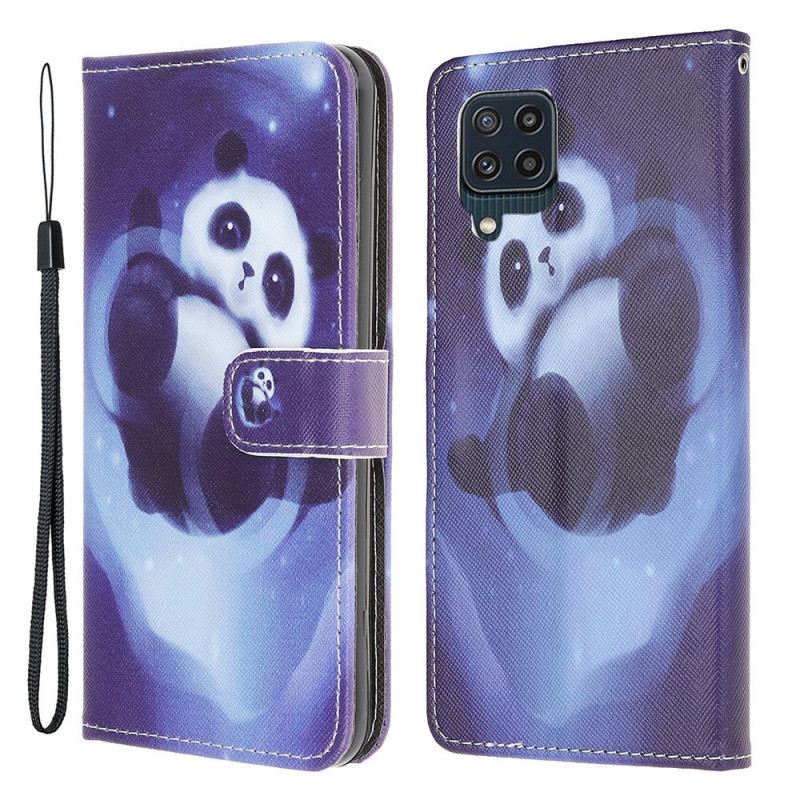 Fliptok Samsung Galaxy M32 szíjjal Panda Space Kötéllel