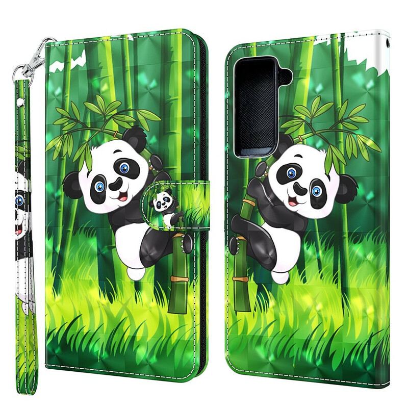 Fliptok / Bőrtok Samsung Galaxy S21 Plus 5G Panda És Bambusz