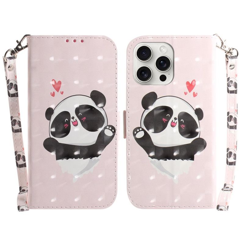 Fliptok iPhone 16 Pro Panda Love Szíjjal