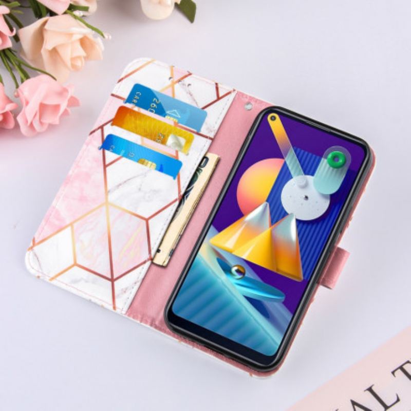 Fliptok / Bőrtok Samsung Galaxy M11 Geometrikus Márvány