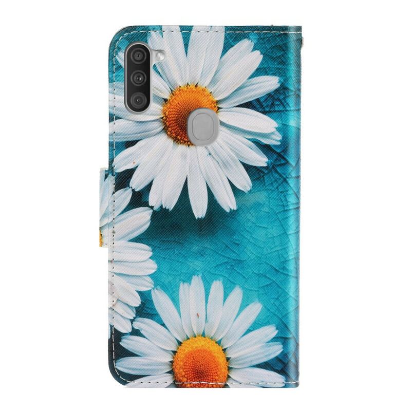 Fliptok / Bőrtok Samsung Galaxy M11 szíjjal Thong Daisies