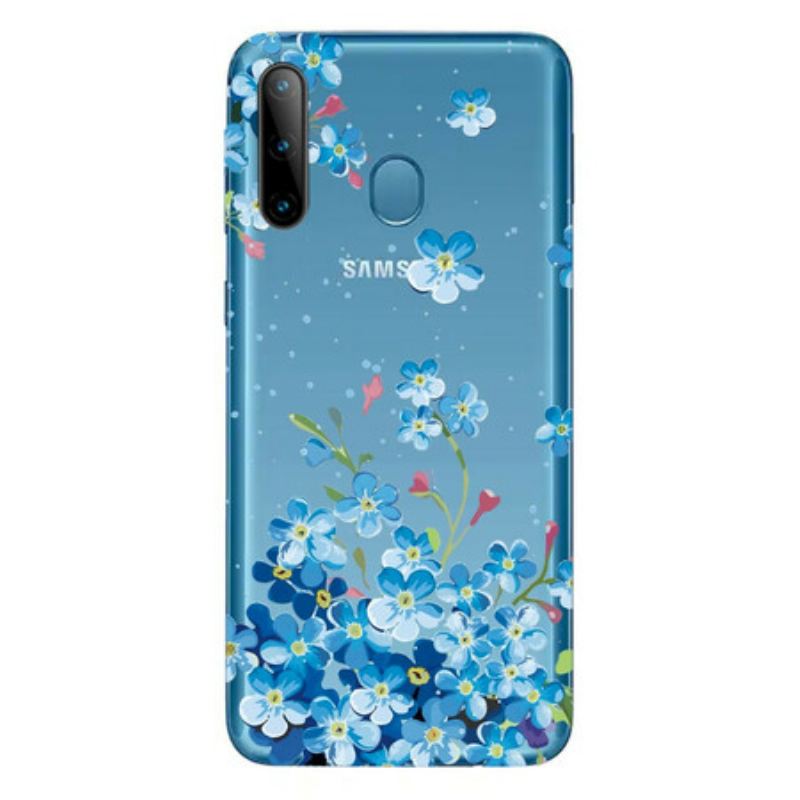 Tok Samsung Galaxy M11 Kék Virágok