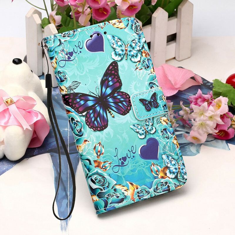 Kinyitható Tokok iPhone 13 Pro szíjjal Love Butterflies Strappy