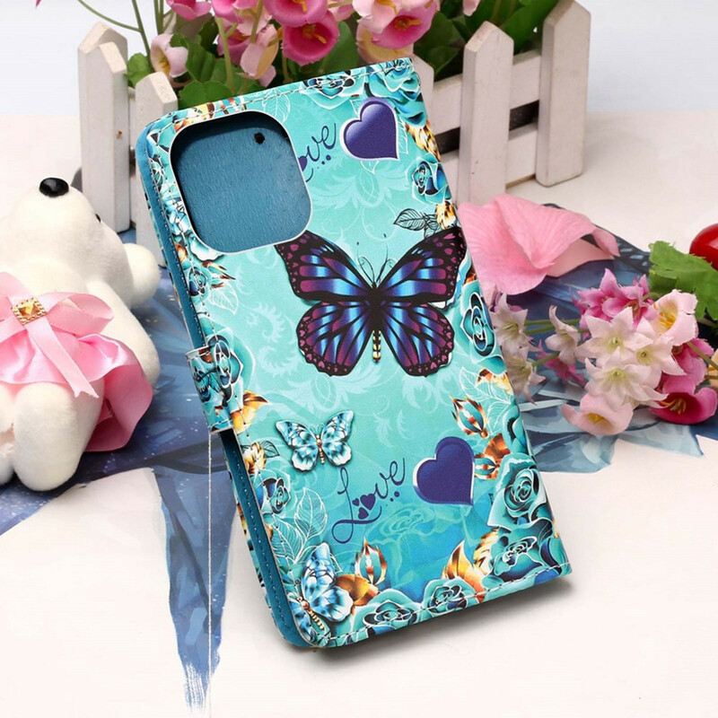 Kinyitható Tokok iPhone 13 Pro szíjjal Love Butterflies Strappy