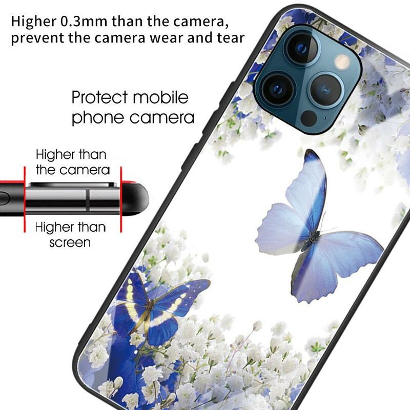 Tok iPhone 13 Pro Butterflies Design Edzett Üveg