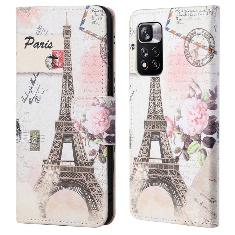 Fliptok / Bőrtok Xiaomi Redmi Note 11 Pro / 11 Pro 5G Retro Eiffel-torony