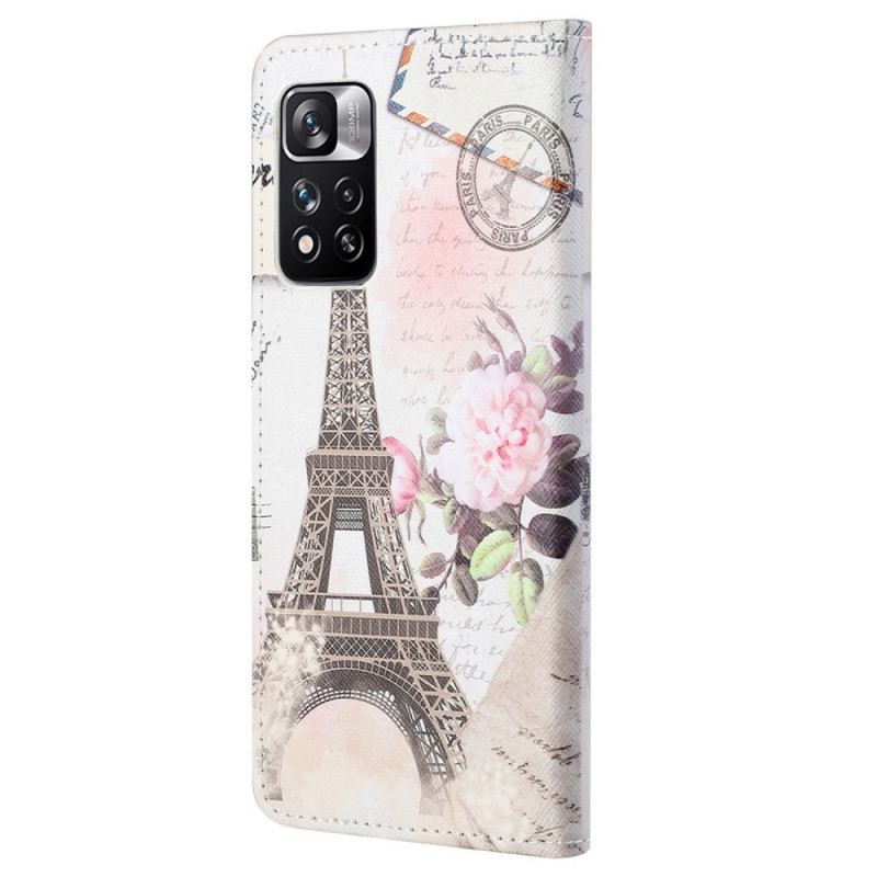 Fliptok / Bőrtok Xiaomi Redmi Note 11 Pro / 11 Pro 5G Retro Eiffel-torony