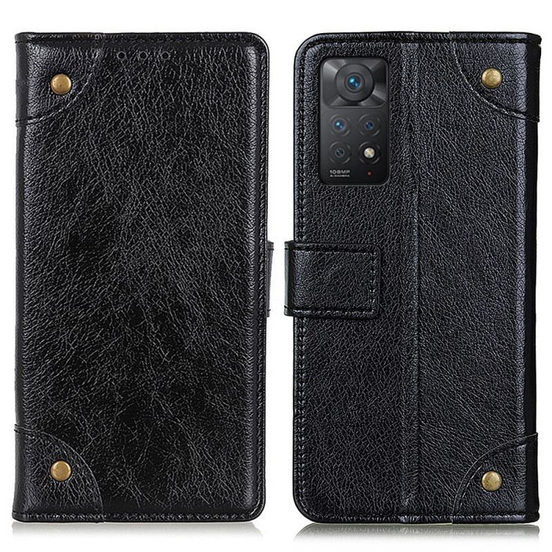 Fliptok Xiaomi Redmi Note 11 Pro / 11 Pro 5G Stílusú Nappa Bőr Vintage Szegecsek