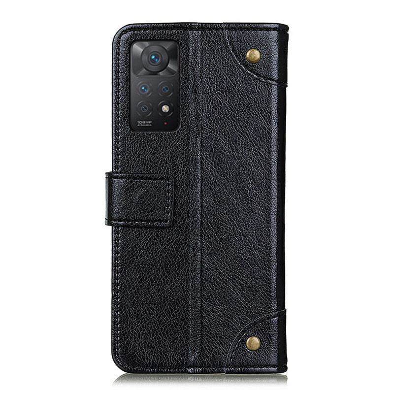 Fliptok Xiaomi Redmi Note 11 Pro / 11 Pro 5G Stílusú Nappa Bőr Vintage Szegecsek