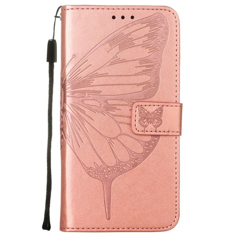 Fliptok / Bőrtok Samsung Galaxy S22 Ultra 5G Butterfly Design Zsinórral