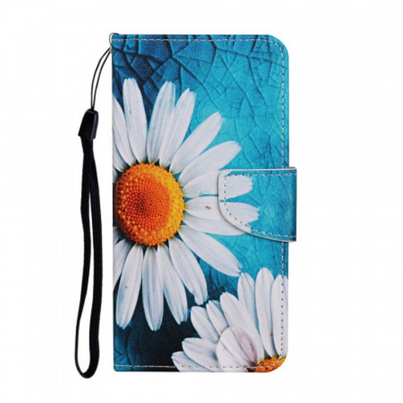 Fliptok / Bőrtok Samsung Galaxy S22 Ultra 5G szíjjal Thong Daisies