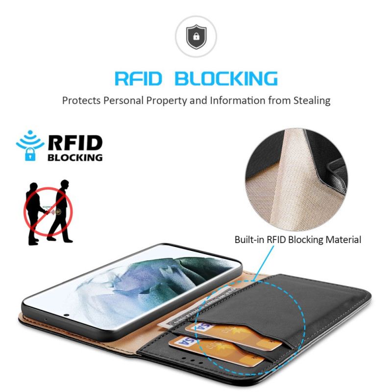 Fliptok Samsung Galaxy S22 Ultra 5G Bőrtok Rfid Dux Ducis