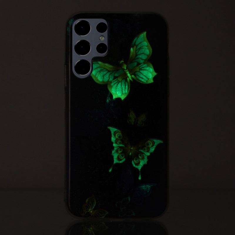 Telefontok Samsung Galaxy S22 Ultra 5G Fluoreszkáló Pillangók