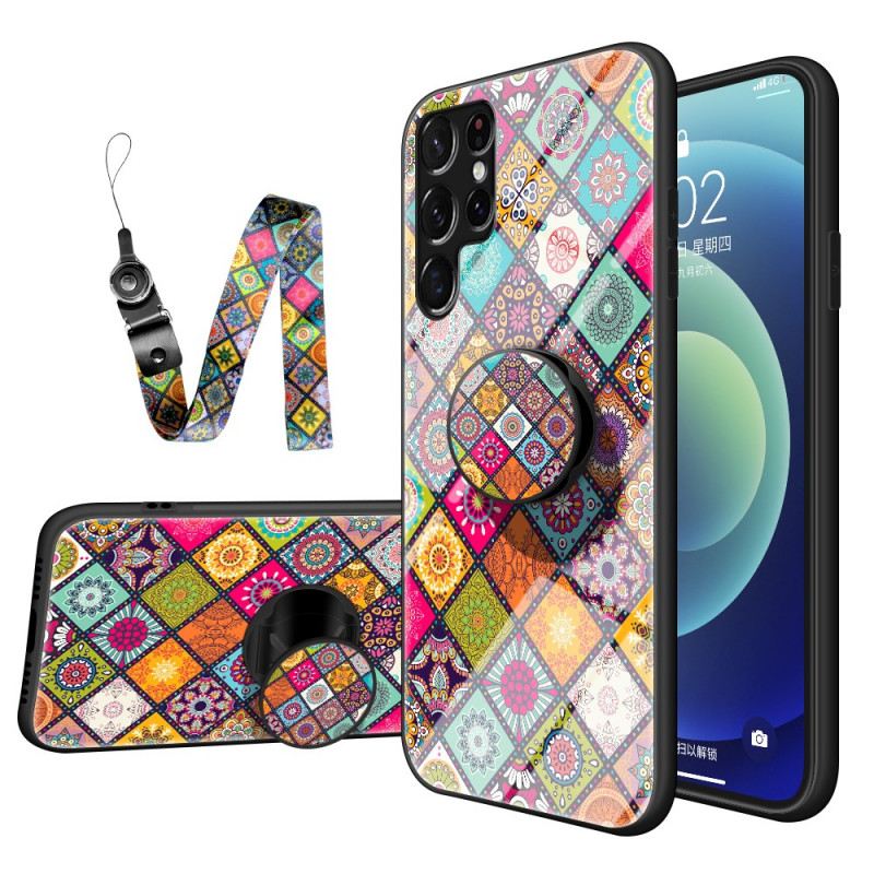 Tok Samsung Galaxy S22 Ultra 5G Patchwork Mágneses Tartó