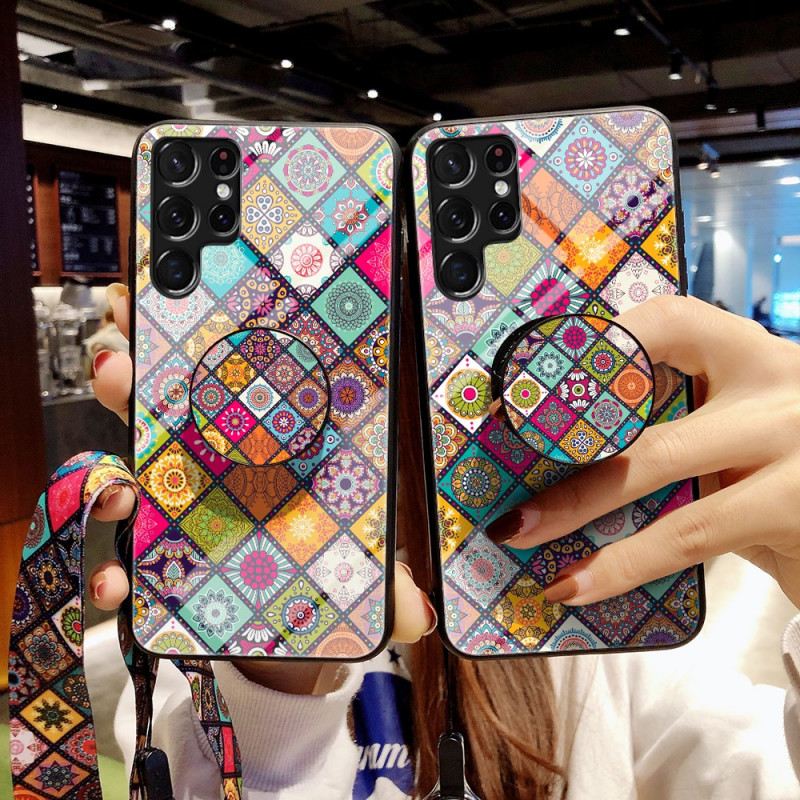 Tok Samsung Galaxy S22 Ultra 5G Patchwork Mágneses Tartó