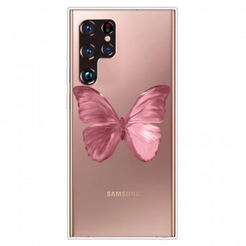 Tok Samsung Galaxy S22 Ultra 5G Pink Butterfly Tömlő