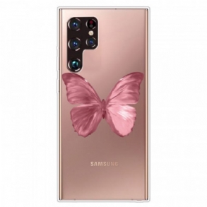 Tok Samsung Galaxy S22 Ultra 5G Pink Butterfly Tömlő