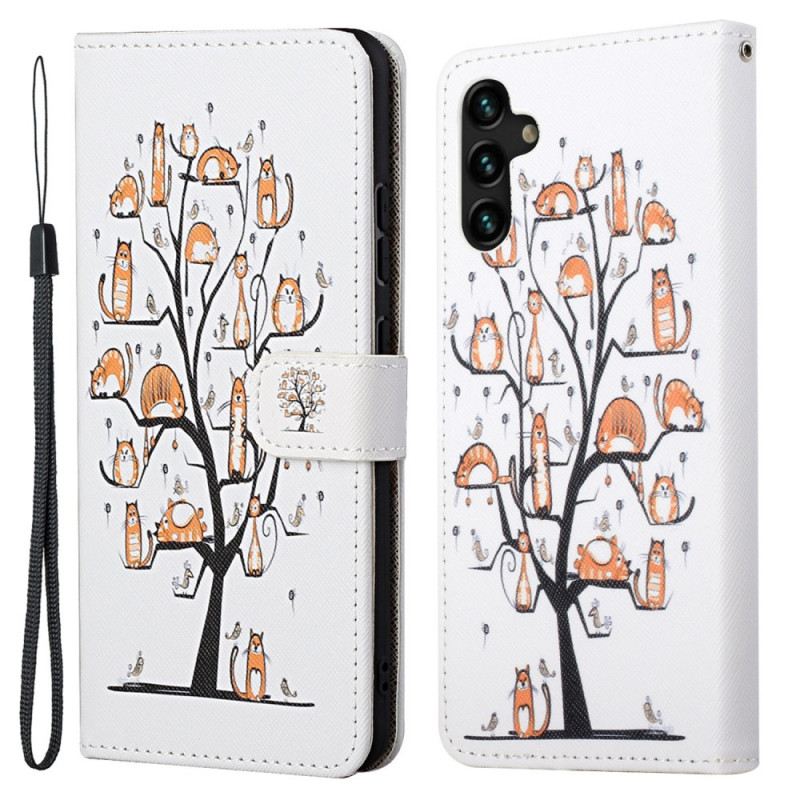 Fliptok / Bőrtok Samsung Galaxy A13 5G / A04s szíjjal / 04s Funky Cats Strappy