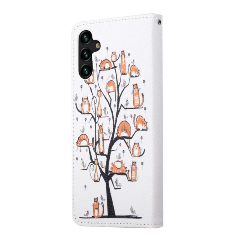 Fliptok / Bőrtok Samsung Galaxy A13 5G / A04s szíjjal / 04s Funky Cats Strappy