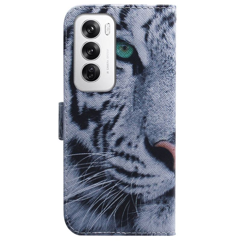 Bőrtok Oppo Reno 12 5g Fehér Tigris