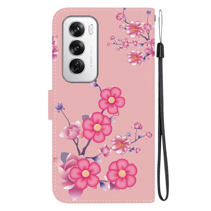 Fliptok Oppo Reno 12 5g Sakura Szíjjal