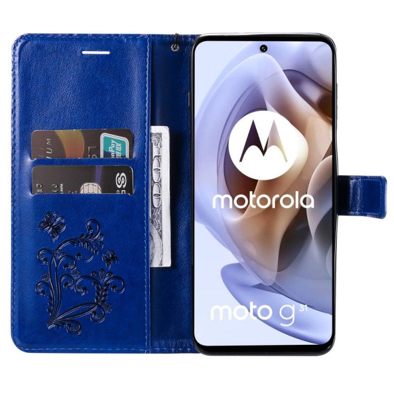 Kinyitható Tokok Moto G41 / G31 szíjjal Óriásszíjas Pillangók