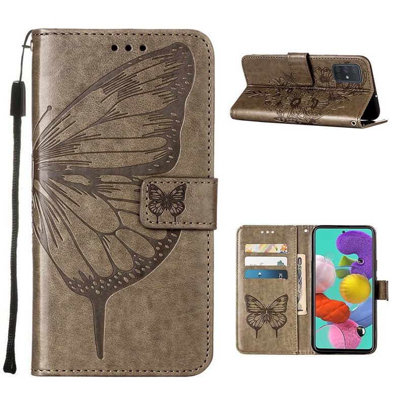 Fliptok / Bőrtok Samsung Galaxy A51 Butterfly Design Zsinórral