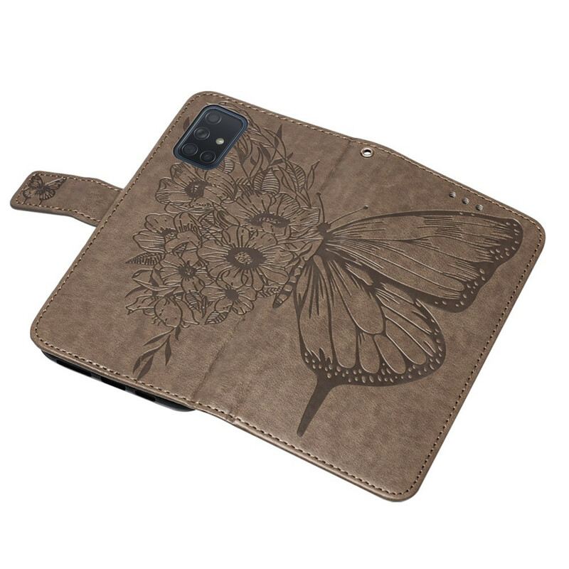 Fliptok / Bőrtok Samsung Galaxy A51 Butterfly Design Zsinórral