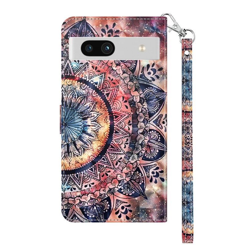 Fliptok / Bőrtok Google Pixel 7A szíjjal Pántos Akvarell Mandala