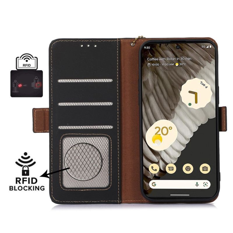 Fliptok / Bőrtok Google Pixel 7A Valódi Bőr Rfid